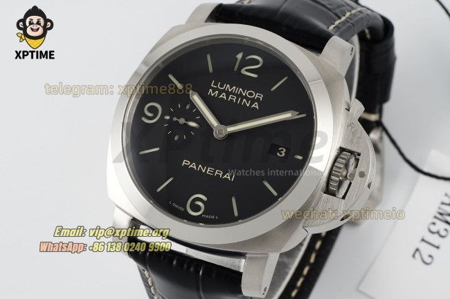 Luminor Marina PAM312 44mm VSF Black/Stick & Numeral on SS/LE Strap P9000 Luminor Marina PAM312 44mm VSF Black/Stick & Numeral on SS/LE Strap P9000