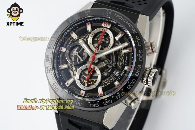 Carrera Cal. HEUER 01 Chrono 43mm XF Skeleton/Stick on SS/RU Strap A1887 Carrera Cal. HEUER 01 Chrono 43mm XF Skeleton/Stick on SS/RU Strap A1887