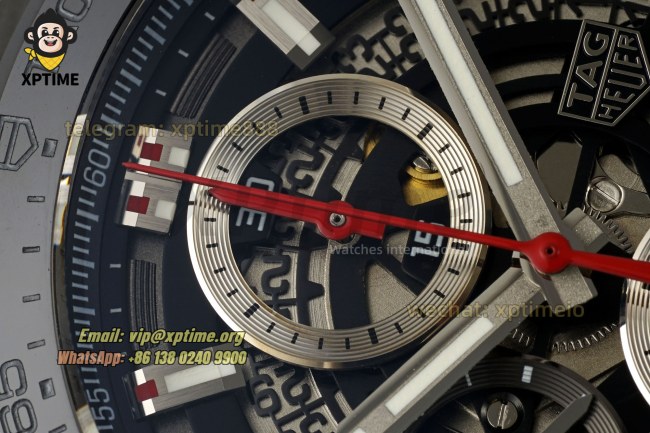 Carrera Cal. HEUER 01 Chrono 43mm XF Skeleton/Stick on SS/RU Strap A1887 Carrera Cal. HEUER 01 Chrono 43mm XF Skeleton/Stick on SS/RU Strap A1887