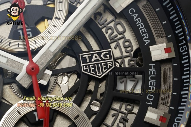 Carrera Cal. HEUER 01 Chrono 43mm XF Skeleton/Stick on SS/RU Strap A1887 Carrera Cal. HEUER 01 Chrono 43mm XF Skeleton/Stick on SS/RU Strap A1887