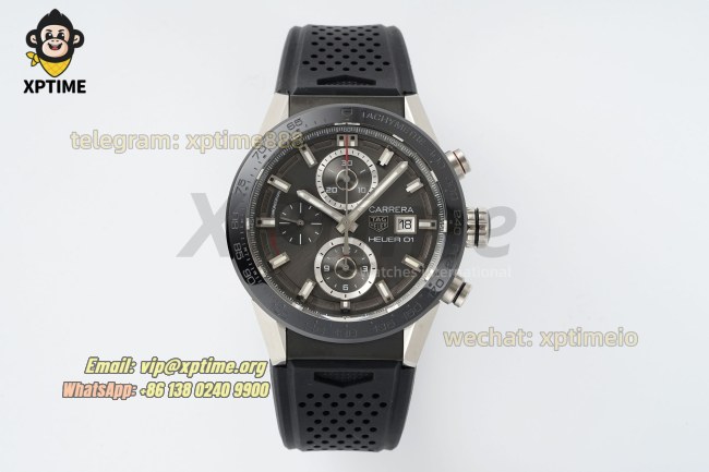 Carrera Cal. HEUER 01 Chrono 43mm XF Gray/Stick on SS/RU Strap A1887 Carrera Cal. HEUER 01 Chrono 43mm XF Gray/Stick on SS/RU Strap A1887