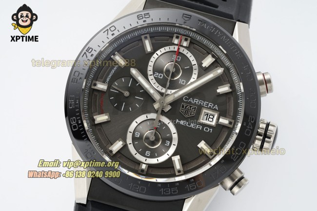 Carrera Cal. HEUER 01 Chrono 43mm XF Gray/Stick on SS/RU Strap A1887 Carrera Cal. HEUER 01 Chrono 43mm XF Gray/Stick on SS/RU Strap A1887