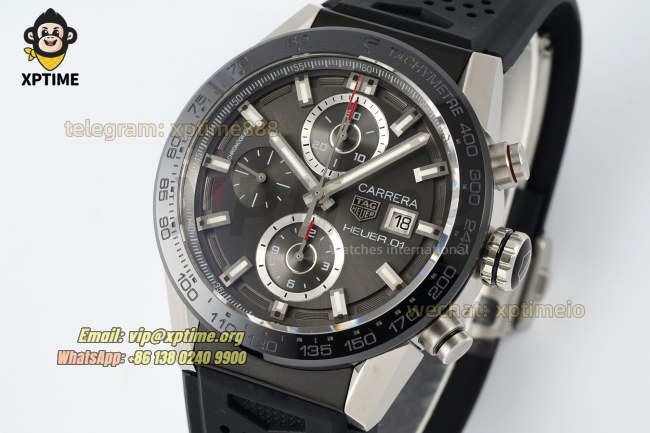 Carrera Cal. HEUER 01 Chrono 43mm XF Gray/Stick on SS/RU Strap A1887 Carrera Cal. HEUER 01 Chrono 43mm XF Gray/Stick on SS/RU Strap A1887
