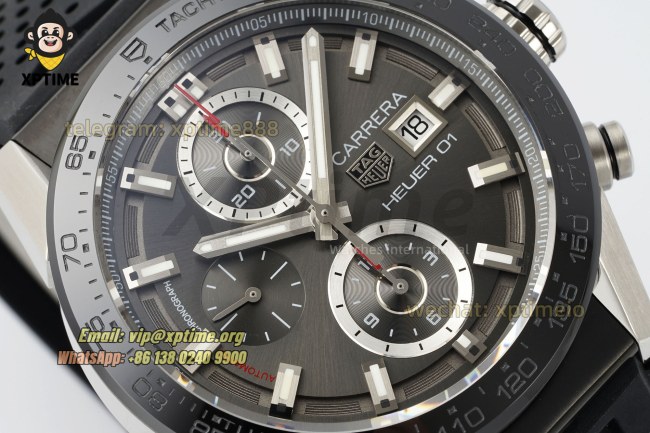Carrera Cal. HEUER 01 Chrono 43mm XF Gray/Stick on SS/RU Strap A1887 Carrera Cal. HEUER 01 Chrono 43mm XF Gray/Stick on SS/RU Strap A1887