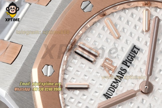 Royal Oak Ladies 67650 33mm ZF White/Stick on RG/SS Bracelet Swiss Quartz Royal Oak Ladies 67650 33mm ZF White/Stick on RG/SS Bracelet Swiss Quartz