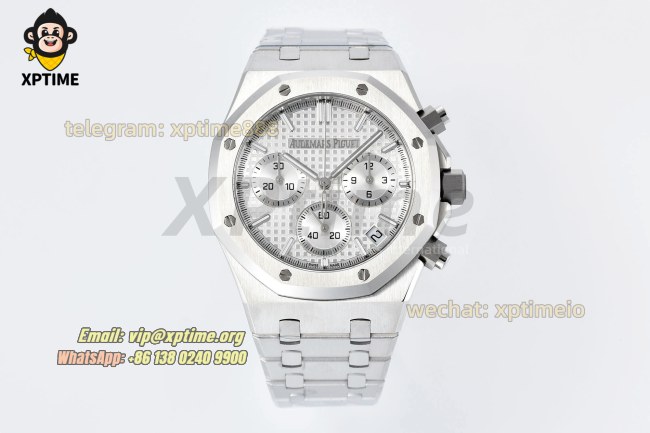 Royal Oak Chrono 26240ST 41mm ZF White/Stick on SS/SS Bracelet SH4401 Super Clone Royal Oak Chrono 26240ST 41mm ZF White/Stick on SS/SS Bracelet SH4401 Super Clone