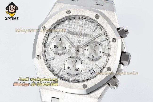 Royal Oak Chrono 26240ST 41mm ZF White/Stick on SS/SS Bracelet SH4401 Super Clone Royal Oak Chrono 26240ST 41mm ZF White/Stick on SS/SS Bracelet SH4401 Super Clone