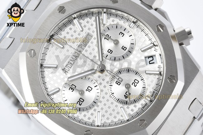 Royal Oak Chrono 26240ST 41mm ZF White/Stick on SS/SS Bracelet SH4401 Super Clone Royal Oak Chrono 26240ST 41mm ZF White/Stick on SS/SS Bracelet SH4401 Super Clone