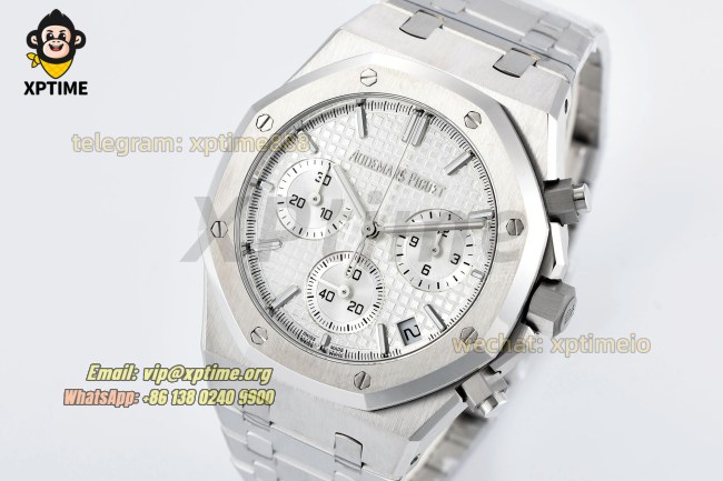 Royal Oak Chrono 26240ST 41mm ZF White/Stick on SS/SS Bracelet SH4401 Super Clone Royal Oak Chrono 26240ST 41mm ZF White/Stick on SS/SS Bracelet SH4401 Super Clone