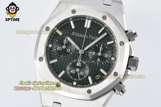 Royal Oak Chrono 26240ST 41mm ZF Green/Stick on SS/SS Bracelet SH4401 Super Clone Royal Oak Chrono 26240ST 41mm ZF Green/Stick on SS/SS Bracelet SH4401 Super Clone