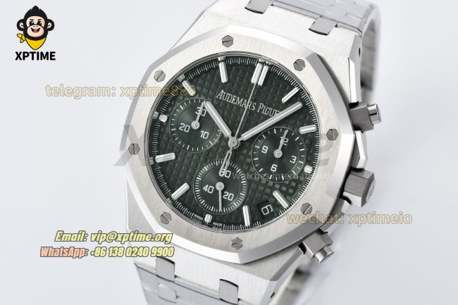 Royal Oak Chrono 26240ST 41mm ZF Green/Stick on SS/SS Bracelet SH4401 Super Clone Royal Oak Chrono 26240ST 41mm ZF Green/Stick on SS/SS Bracelet SH4401 Super Clone