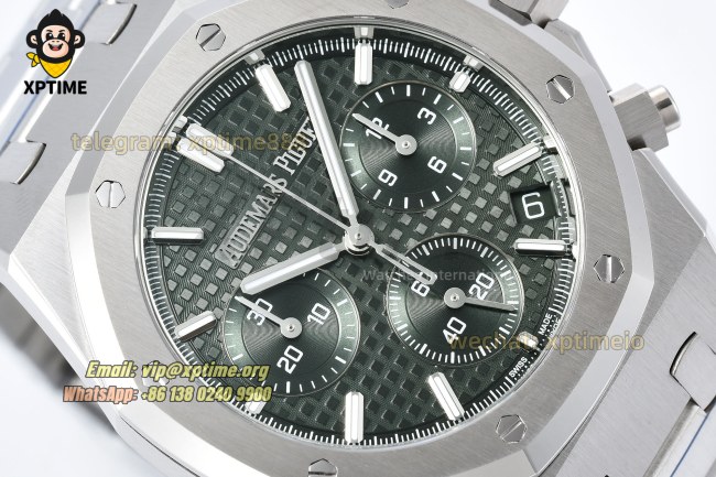 Royal Oak Chrono 26240ST 41mm ZF Green/Stick on SS/SS Bracelet SH4401 Super Clone Royal Oak Chrono 26240ST 41mm ZF Green/Stick on SS/SS Bracelet SH4401 Super Clone