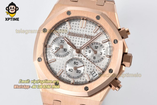 Royal Oak Chrono 26239OR 41mm ZF White/Stick on RG/RG Bracelet SH4401 Super Clone Royal Oak Chrono 26239OR 41mm ZF White/Stick on RG/RG Bracelet SH4401 Super Clone