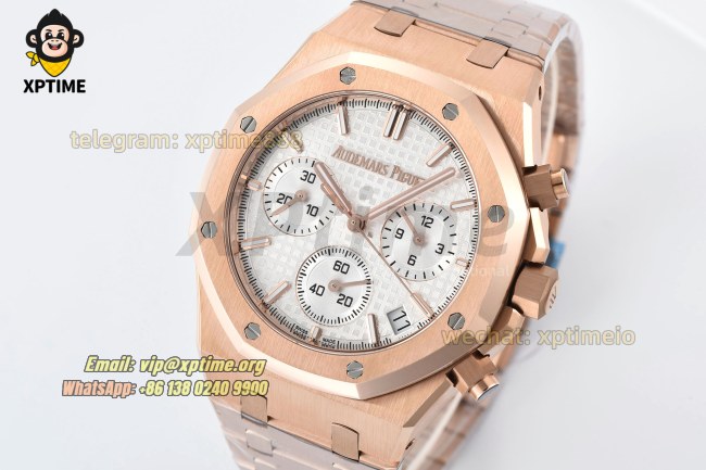 Royal Oak Chrono 26239OR 41mm ZF White/Stick on RG/RG Bracelet SH4401 Super Clone Royal Oak Chrono 26239OR 41mm ZF White/Stick on RG/RG Bracelet SH4401 Super Clone