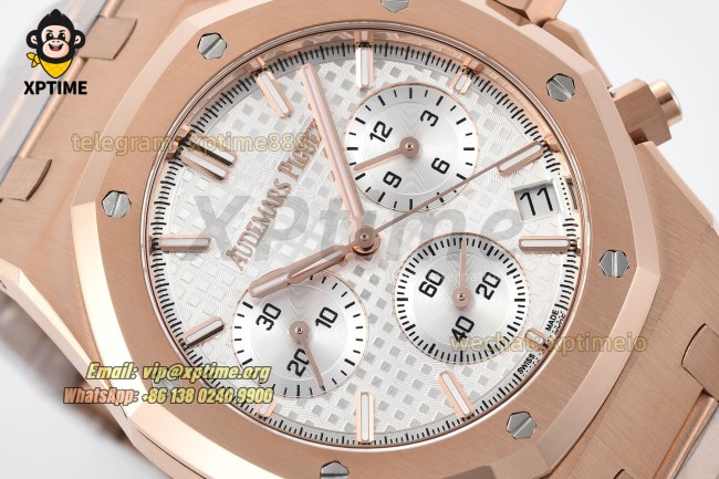 Royal Oak Chrono 26239OR 41mm ZF White/Stick on RG/RG Bracelet SH4401 Super Clone Royal Oak Chrono 26239OR 41mm ZF White/Stick on RG/RG Bracelet SH4401 Super Clone