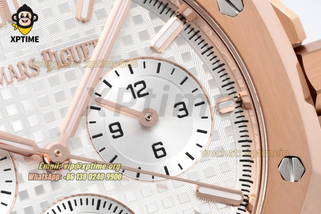 Royal Oak Chrono 26239OR 41mm ZF White/Stick on RG/RG Bracelet SH4401 Super Clone Royal Oak Chrono 26239OR 41mm ZF White/Stick on RG/RG Bracelet SH4401 Super Clone