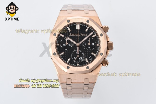 Royal Oak Chrono 26239OR 41mm ZF Black/Stick on RG/RG Bracelet SH4401 Super Clone Royal Oak Chrono 26239OR 41mm ZF Black/Stick on RG/RG Bracelet SH4401 Super Clone