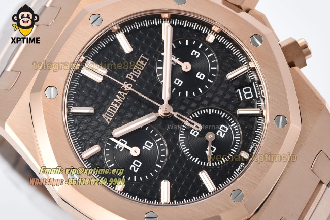 Royal Oak Chrono 26239OR 41mm ZF Black/Stick on RG/RG Bracelet SH4401 Super Clone Royal Oak Chrono 26239OR 41mm ZF Black/Stick on RG/RG Bracelet SH4401 Super Clone