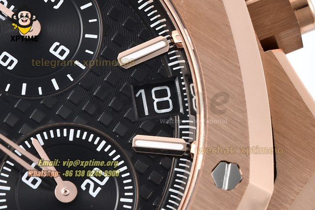 Royal Oak Chrono 26239OR 41mm ZF Black/Stick on RG/RG Bracelet SH4401 Super Clone Royal Oak Chrono 26239OR 41mm ZF Black/Stick on RG/RG Bracelet SH4401 Super Clone