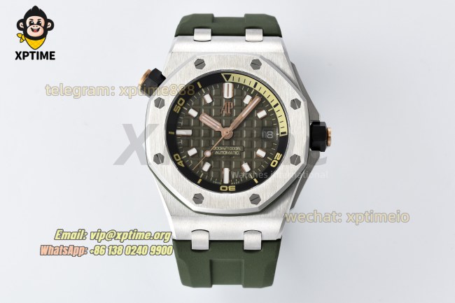 Royal Oak Offshore Diver 15720 42mm ZF Green/Stick on SS/RU Strap A4308 Royal Oak Offshore Diver 15720 42mm ZF Green/Stick on SS/RU Strap A4308