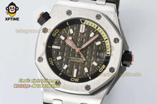 Royal Oak Offshore Diver 15720 42mm ZF Green/Stick on SS/RU Strap A4308 Royal Oak Offshore Diver 15720 42mm ZF Green/Stick on SS/RU Strap A4308