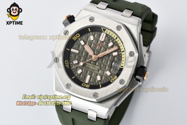 Royal Oak Offshore Diver 15720 42mm ZF Green/Stick on SS/RU Strap A4308 Royal Oak Offshore Diver 15720 42mm ZF Green/Stick on SS/RU Strap A4308