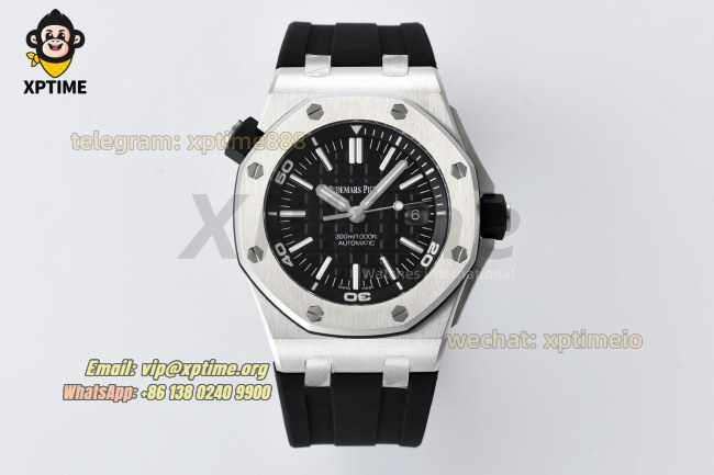 Royal Oak Offshore Diver 15703 42mm ZF Black/Stick on SS/RU Strap SA3120 Super Clone Royal Oak Offshore Diver 15703 42mm ZF Black/Stick on SS/RU Strap SA3120 Super Clone