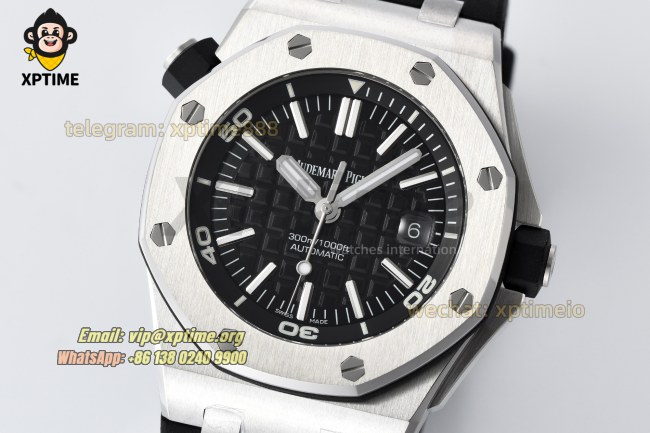 Royal Oak Offshore Diver 15703 42mm ZF Black/Stick on SS/RU Strap SA3120 Super Clone Royal Oak Offshore Diver 15703 42mm ZF Black/Stick on SS/RU Strap SA3120 Super Clone