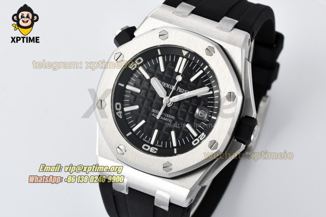 Royal Oak Offshore Diver 15703 42mm ZF Black/Stick on SS/RU Strap SA3120 Super Clone Royal Oak Offshore Diver 15703 42mm ZF Black/Stick on SS/RU Strap SA3120 Super Clone
