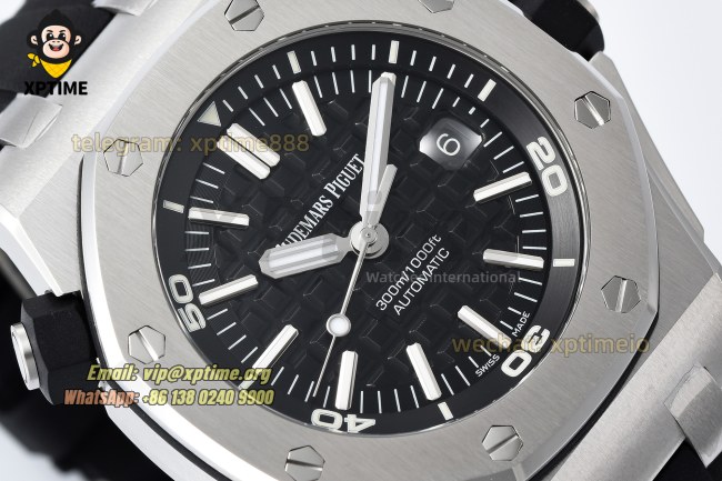 Royal Oak Offshore Diver 15703 42mm ZF Black/Stick on SS/RU Strap SA3120 Super Clone Royal Oak Offshore Diver 15703 42mm ZF Black/Stick on SS/RU Strap SA3120 Super Clone