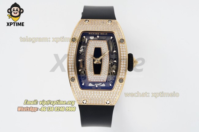 RM07-01 Ladies 31.5mm ZF RG Black/Full Damond Sketelon on RG/RU Strap CRMA2 RM07-01 Ladies 31.5mm ZF RG Black/Full Damond Sketelon on RG/RU Strap CRMA2