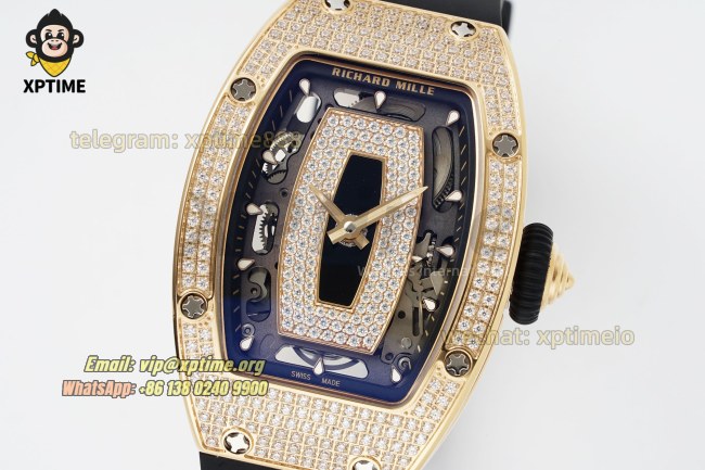 RM07-01 Ladies 31.5mm ZF RG Black/Full Damond Sketelon on RG/RU Strap CRMA2 RM07-01 Ladies 31.5mm ZF RG Black/Full Damond Sketelon on RG/RU Strap CRMA2