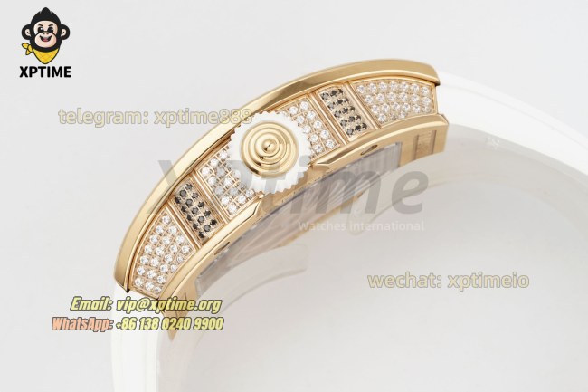 RM07-01 Ladies 31.5mm ZF RG White/Full Damond Sketelon on RG/RU Strap CRMA2 RM07-01 Ladies 31.5mm ZF RG White/Full Damond Sketelon on RG/RU Strap CRMA2