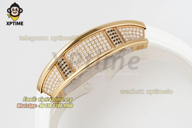 RM07-01 Ladies 31.5mm ZF RG White/Full Damond Sketelon on RG/RU Strap CRMA2 RM07-01 Ladies 31.5mm ZF RG White/Full Damond Sketelon on RG/RU Strap CRMA2
