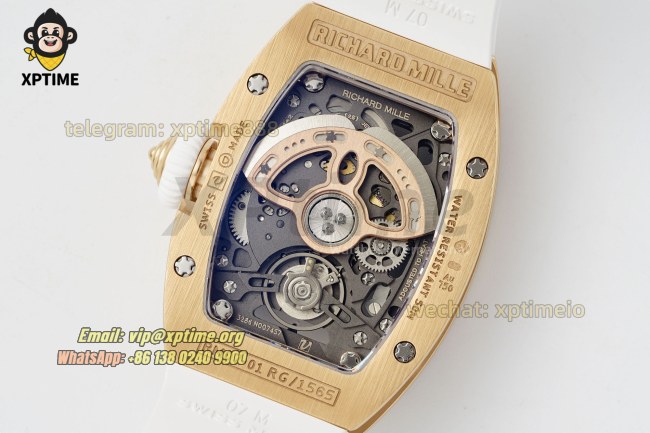 RM07-01 Ladies 31.5mm ZF RG White/Full Damond Sketelon on RG/RU Strap CRMA2 RM07-01 Ladies 31.5mm ZF RG White/Full Damond Sketelon on RG/RU Strap CRMA2