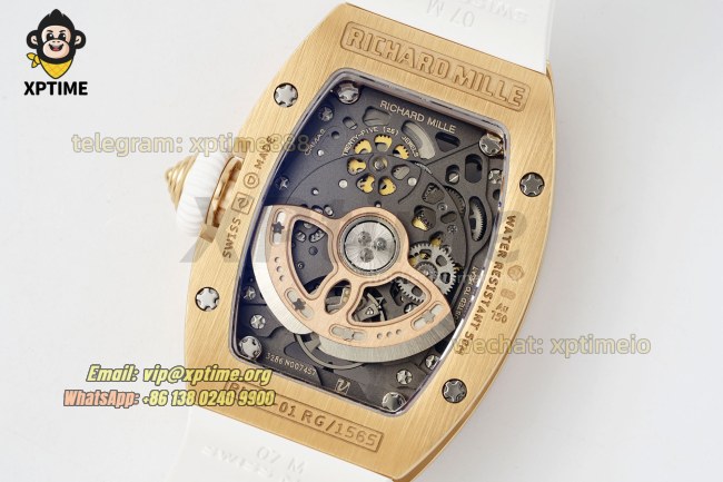 RM07-01 Ladies 31.5mm ZF RG White/Full Damond Sketelon on RG/RU Strap CRMA2 RM07-01 Ladies 31.5mm ZF RG White/Full Damond Sketelon on RG/RU Strap CRMA2