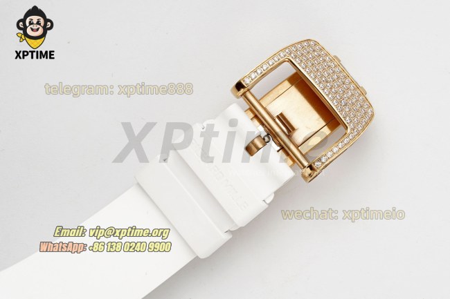 RM07-01 Ladies 31.5mm ZF RG White/Full Damond Sketelon on RG/RU Strap CRMA2 RM07-01 Ladies 31.5mm ZF RG White/Full Damond Sketelon on RG/RU Strap CRMA2
