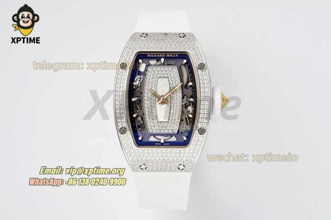 RM07-01 Ladies 31.5mm ZF White/Full Damond Sketelon on SS/Ru Strap CRMA2 RM07-01 Ladies 31.5mm ZF White/Full Damond Sketelon on SS/Ru Strap CRMA2