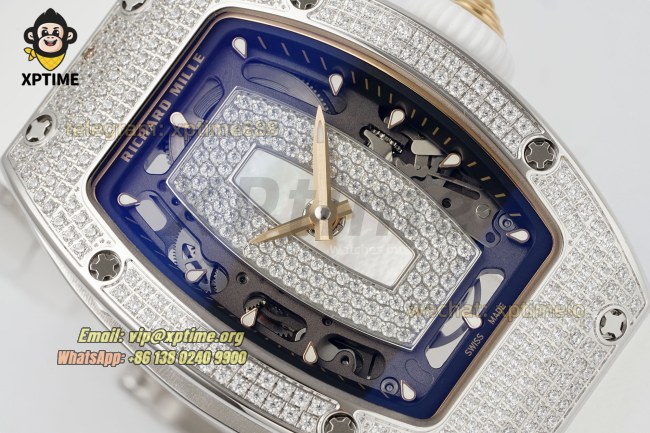RM07-01 Ladies 31.5mm ZF White/Full Damond Sketelon on SS/Ru Strap CRMA2 RM07-01 Ladies 31.5mm ZF White/Full Damond Sketelon on SS/Ru Strap CRMA2