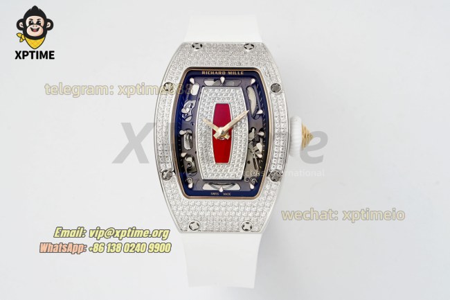 RM07-01 Ladies 31.5mm ZF Red/Full Damond Sketelon on SS/RU Strap CRMA2 RM07-01 Ladies 31.5mm ZF Red/Full Damond Sketelon on SS/RU Strap CRMA2
