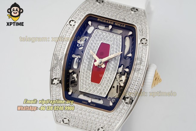 RM07-01 Ladies 31.5mm ZF Red/Full Damond Sketelon on SS/RU Strap CRMA2 RM07-01 Ladies 31.5mm ZF Red/Full Damond Sketelon on SS/RU Strap CRMA2