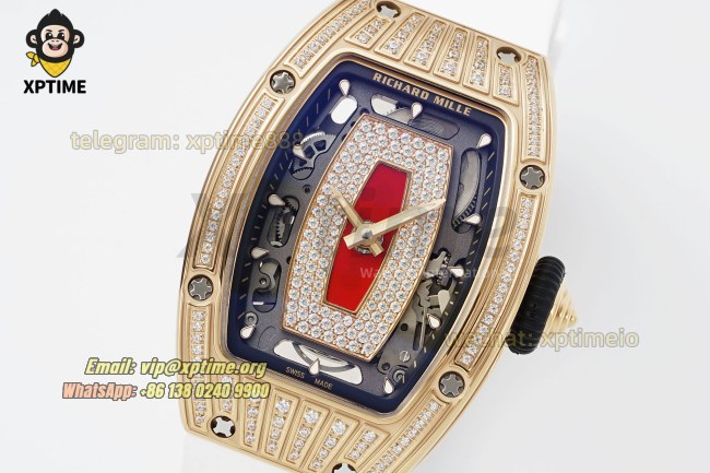 RM07-01 Ladies 31.5mm ZF RG Red/Damond Sketelon on RG/RU Strap CRMA2 RM07-01 Ladies 31.5mm ZF RG Red/Damond Sketelon on RG/RU Strap CRMA2