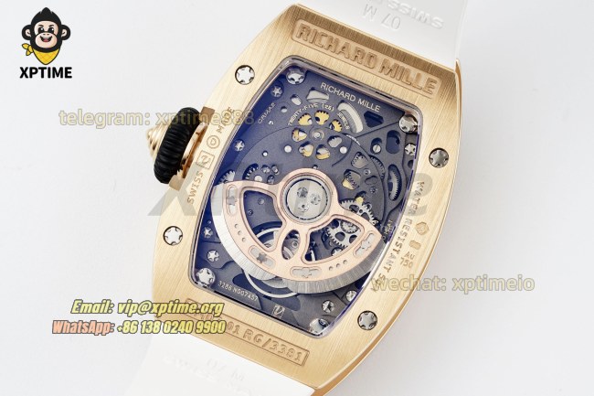 RM07-01 Ladies 31.5mm ZF RG White/Full Damond Sketelon on RG/RU Strap CRMA2 RM07-01 Ladies 31.5mm ZF RG White/Full Damond Sketelon on RG/RU Strap CRMA2