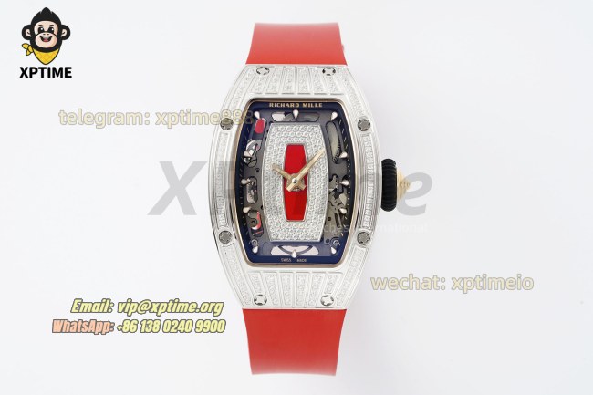 RM07-01 Ladies 31.5mm ZF Red/Damond Sketelon on SS/RU Strap CRMA2 RM07-01 Ladies 31.5mm ZF Red/Damond Sketelon on SS/RU Strap CRMA2