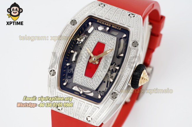 RM07-01 Ladies 31.5mm ZF Red/Damond Sketelon on SS/RU Strap CRMA2 RM07-01 Ladies 31.5mm ZF Red/Damond Sketelon on SS/RU Strap CRMA2