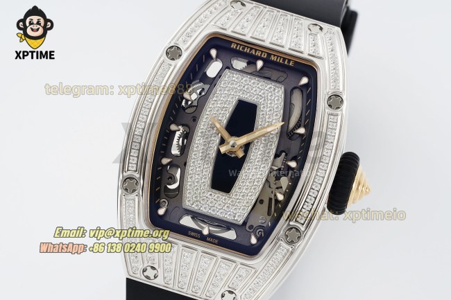 RM07-01 Ladies 31.5mm ZF Black/Damond Sketelon on SS/RU Strap CRMA2 RM07-01 Ladies 31.5mm ZF Black/Damond Sketelon on SS/RU Strap CRMA2