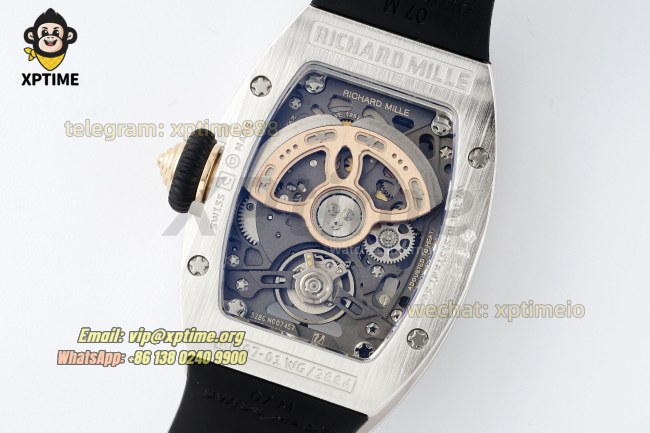 RM07-01 Ladies 31.5mm ZF RG Black/Full Damond Sketelon on SS/RU Strap CRMA2 RM07-01 Ladies 31.5mm ZF RG Black/Full Damond Sketelon on SS/RU Strap CRMA2