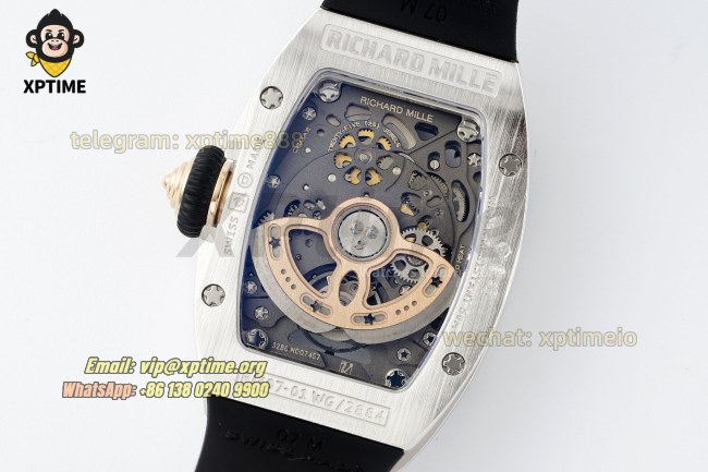 RM07-01 Ladies 31.5mm ZF RG Black/Full Damond Sketelon on SS/RU Strap CRMA2 RM07-01 Ladies 31.5mm ZF RG Black/Full Damond Sketelon on SS/RU Strap CRMA2