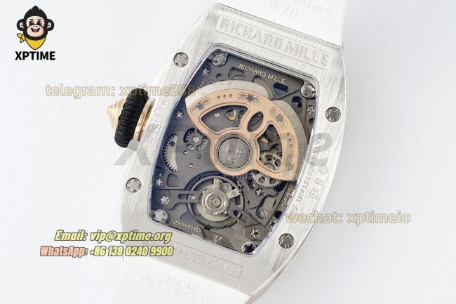 RM07-01 Ladies 31.5mm ZF RG White/Full Damond Sketelon on SS/RU Strap CRMA2 RM07-01 Ladies 31.5mm ZF RG White/Full Damond Sketelon on SS/RU Strap CRMA2