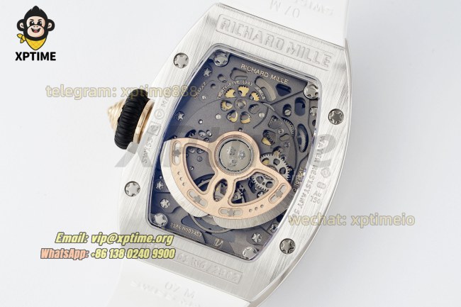 RM07-01 Ladies 31.5mm ZF RG White/Full Damond Sketelon on SS/RU Strap CRMA2 RM07-01 Ladies 31.5mm ZF RG White/Full Damond Sketelon on SS/RU Strap CRMA2